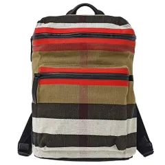 バーバリー BURBERRY バッグ メンズ ブランド リュック バックパック キャンバス ベージュ メガ チェック柄 大容量 大きめ おしゃれ 【中古】