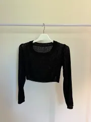 水着 ブラック クロップド ニット