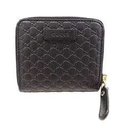 グッチ GUCCI 財布 レディース ブランド 二つ折り財布 レザー シマ マイクロGG ブラック 449395 小さめ コンパクトウォレット ロゴ おしゃれ 可愛い 【中古】