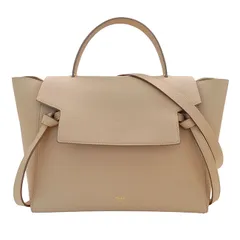 セリーヌ CELINE バッグ レディース ブランド ハンドバッグ ショルダーバッグ 2way カーフ スモールベルトバッグ ベージュ 手持ち 肩掛け おしゃれ 上品 大人 通勤 仕事 【中古】
