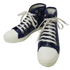 ルイ・ヴィトン LOUIS VUITTON スニーカー レディース ブランド モノグラム・デニム モノグラムデニム レザー ハイカットスニーカー ブルー サイズ34 1/2 (22cm相当) カジュアル かわいい おしゃれ 【中古】