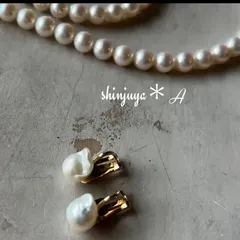 国産あこや真珠♡本物パールイヤリング♡本真珠♡バロック♡結婚式♡一点もの♡卒業式♡卒園式♡入学式♡入園式♡A