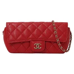 シャネル CHANEL ポーチ マトラッセ レディース ブランド ショルダーポーチ キャビアスキン レッド ゴールド金具 チェーンショルダー 赤 おしゃれ 【中古】