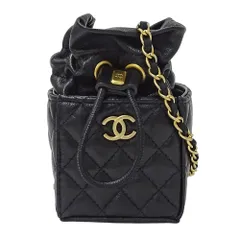 シャネル CHANEL バッグ レディース ブランド ショルダーバッグ ラムスキン ブラック ゴールド金具 ポーチ チェーンショルダー ミニバッグ マイクロバッグ 巾着型 【中古】