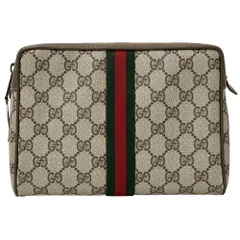 グッチ GUCCI ポーチ レディース メンズ ブランド シェリー GGプラス PVC ブラウン 89・01 ヴィンテージ おしゃれ 定番 【中古】