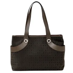 ブルガリ BVLGARI バッグ レディース ブランド ロゴマニア ブルガリブルガリ トートバッグ キャンバス ブラウン 大容量 A4 上品 おしゃれ 【中古】