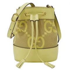 グッチ GUCCI バッグ レディース ブランド ショルダーバッグ ジャンボ GG ミニバケットバッグ GGキャンバス レザー イエロー ベージュ 550620 黄色 小さめ おしゃれ 【中古】