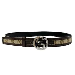 グッチ GUCCI ベルト レディース ブランド   キャンバス レザー インターロッキング GGキャンバス ブラウン 114874.1476 かっこいい　おしゃれ 【中古】
