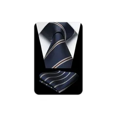 [HISDERN] ビジネス ネクタイ メンズ ストライプ ネイビー チーフ セット プレゼント 成人式 ブランド 就活 面接用 二次会 紳士 HC-02