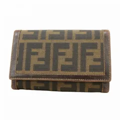 【6ad3871】フェンディ 財布 ズッカ ナイロンキャンバス ブラウン ゴールド金具【中古】レディース