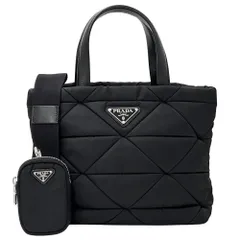 プラダ PRADA バッグ レディース ブランド ハンドバッグ ショルダーバッグ 2way ナイロン ブラック シルバー金具 テスート キルティング ポーチ付 美品 【中古】