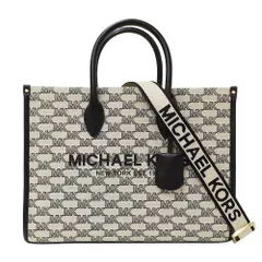 マイケル・コース Michael Kors バッグ レディース ブランド ハンドバッグ ショルダーバッグ 2way キャンバス アイボリー ブラック 大きめ A4 通勤 通学 ロゴ おしゃれ 普段使い 【中古】