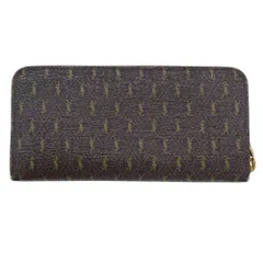 サンローラン SAINT LAURENT 財布 レディース メンズ ブランド 長財布 レザー ブラウン ゴールド金具 ラウンドファスナー YSLロゴ【中古】