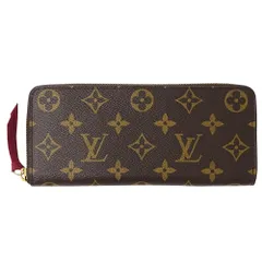 ルイ・ヴィトン LOUIS VUITTON 財布 モノグラム レディース ブランド 長財布 ポルトフォイユ クレマンス フューシャ M60742 ブラウン ラウンドファスナー おしゃれ 【中古】
