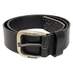 DIESEL(ディーゼル) ベルト 90/36 - 黒×ネイビー×シルバー スタッズ レザー