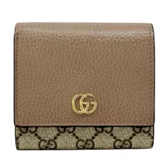 グッチ GUCCI 財布 レディース ブランド プチマーモント GGスプリーム 三つ折り財布 PVC ピンク ブラウン 598587 ピンクブラウン 二つ折り財布 コンパクトウォレット GGロゴ 【中古】