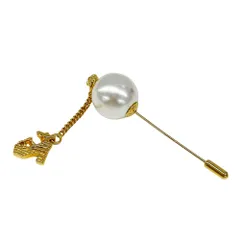 フェラガモ  Ferragamo ブローチ レディース ブランド フェイクパール ゴールド おしゃれ 可愛い アクセント アクセサリー 【中古】