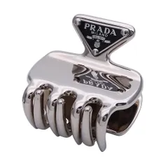プラダ PRADA アクセサリー レディース ブランド ステンレス ヘアクリップ シルバー ブラック ミニ 三角ロゴ かわいい おしゃれ ヘアアクセ 【中古】