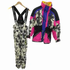 フェニックス PHENIX ヴィンテージ スキー ウエア 上下セット パンツ ジャケット ロゴ刺繍 総柄 M ピンク /BL 0913