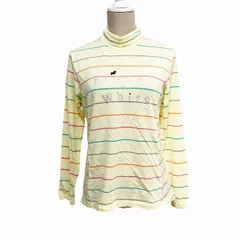 ブラック&ホワイト BLACK&WHITE カットソー タートルネック ボーダー ビジュー 黄 イエロー 2 約M