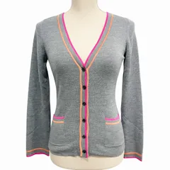 ナチュラルビューティーベーシック NATURAL BEAUTY BASIC 美品 カーディガン ニット グレー M ■MET1