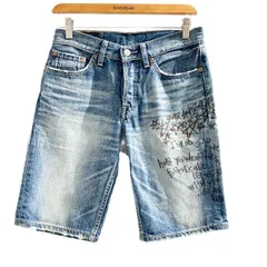 リーバイス Levi's ハーフデニムパンツ ジーンズ 501 ペイント インディゴブルー S ■MET1