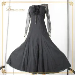 社交ダンス 衣装 スタンダード ドレス ワンピース レッスンウェア パーティドレス オールシーズン 無地 レース ブラック系 黒 レース 長袖 シック ファッション フォーマル ドレッシー エレガント ウエストゴム ストレッチ コスチューム デザイン