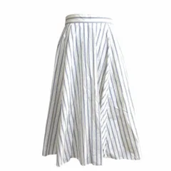 アナトリエ ANATELIER フレアスカート ストライプ 34 ひざ丈 紺 ネイビー 白 ホワイト ■MET1 0725