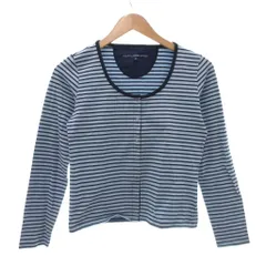 ラルフローレン RALPH LAUREN SPORTS カーディガン ボーダー コットン 長袖 M 144 ライトブルー 黒 ブラック /JS ■YHS2