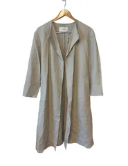  TOMORROW LAND トゥモローランド　ノーカラーコート　ロング丈　ベルト付き　レディース　ホワイト　白　サイズ36【ZK83】