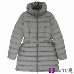 モンクレール A20934993105 54155 フラメッテ ダウンコート 表記サイズ2 グレー ロゴワッペン フード付 ジップアップ ロング丈 モンクレールジャパン  MONCLER FLAMMETTE （福久店 C25-1778）
