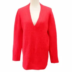 ザラ ZARA KNIT セーター チュニックニット Vネック オーバーサイズ 長袖 S 赤 レッド 0816