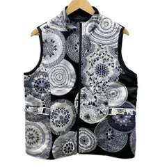 LEONARD SPORT(レオナールスポーツ) ベスト サイズ42 L レディース美品  - 黒×白×マルチ リバーシブル/ジップアップ