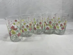 グラス　5点セット　ガラス製　コップ　ガラス　花柄　食器　飲み物　昭和レトロ　昭和　レトロ