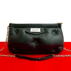 極 美品 MAISON MARGIELA メゾンマルジェラ グラムスラム レザー 本革 チェーン ショルダーバッグ ポシェット ブラック 黒  82303