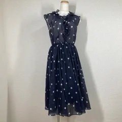 【組曲】ワンピース リトゥム　rythme KUMIKYOKU　ネイビー　１　ランダムドットプリントボイルワンピース 2019ss　ケイタマルヤマ　コラボ