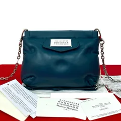 未使用保管品 袋付き MAISON MARGIELA メゾンマルジェラ グラムスラム レザー 本革 チェーン ショルダーバッグ ポシェット ブルー 76605