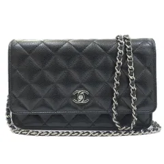 【栄】シャネル チェーンウォレット AP4241 キャビアスキン BK SV金具 ランダムシリアル ショルダーバッグ レディース