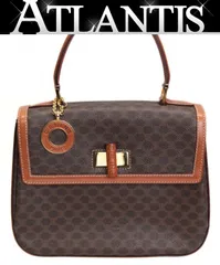 セリーヌ CELINE マカダム ターンロック 2WAYバッグ PVC×レザー ブラウン 【73406】