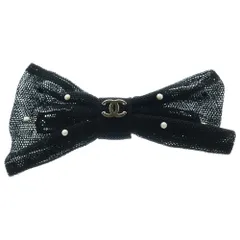 CHANEL (シャネル) バレッタ ヘアクリップ リボン メッシュ ブラック レディース