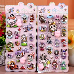 （番号：LBB04-6）新品！ラブブ おしり LBB ぷくぷくシール 6枚（重複なし）ムニムニ 立体 シール帳 マシュマロ スクイーズ SNSで大人気 立体 シール おしり 3D まとめ買い かわいい 動物 お尻 女の子 ドロップ シール クリスマス