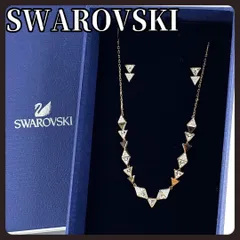 SWAROVSKI スワロフスキー ネックレス ピアス 2点セット ゴールド 箱