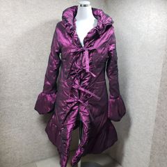 OZZ ONESTE 中綿コート フリルネック リボンデザイン 光沢ボルドー系 　u7201s