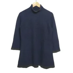ダーマコレクション ワンピース サイズL レディース美品 - ネイビー×ダークグレー ハイネック/長袖/ミニ/カシミヤ/ニット