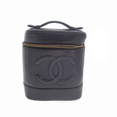 【中古】CHANEL シャネル A01998 キャビアスキン バニティバッグ ハンドバッグ ココマーク 化粧ポーチ コスメポーチ コスメバッグ 縦型 レザー 黒 ブラック