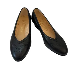  Yoshinoya GINZA 銀座ヨシノヤ ウイングチップパンプス ブラック サイズ21.0cm【DD124】