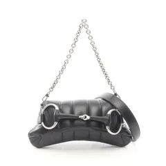 グッチ GUCCI ハンドバッグ ホースビット スモール 764339 ブラック レザー ホースビット ショルダーバッグ レディース Used A