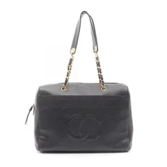 シャネル CHANEL ショルダーバッグ デカココマーク ブラック レザー カーフ（牛革） ココマーク チェーンボストンバッグ レディース Used B