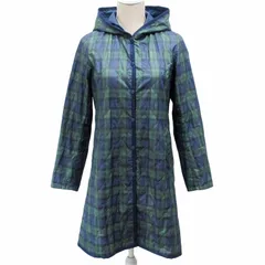 ラベンハム LAVENHAM キルティングジャケット コート チェック フード 36 約M 緑 青 グリーン ブルー 系 0706