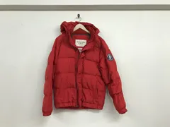 本物アバクロンビーアンドフィッチAbercrombie&Fitchアバクロナイロンジップパーカーダウンジャケット長袖サーフアメカジスケーターストリートミリタリービジネススーツパーティーモードドレスゴルフメンズ赤レッドM